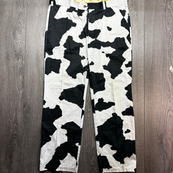 Loudmouth Other - Loudmouth Mens Cow Print Golf Pants Black White 38 x 32 Cotton Spandex Stretch